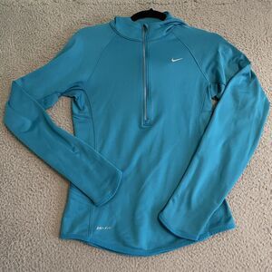 Nike Women's XS Running Dri Fit Turquoise Half Zip Jacket Pullover Long Sleeve